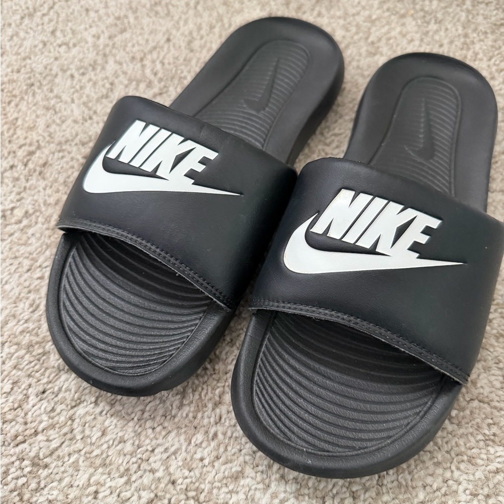 Nike Black and White Slide Sandals